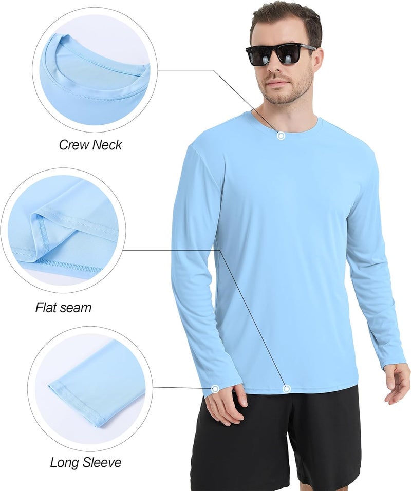 Kinglaman 4 Pack Men's UPF 50+ Rash Guard Swim Fishing Sun Shirts, Long Sleeve SPF UV Sun Protection Shirts for Men - Image 4